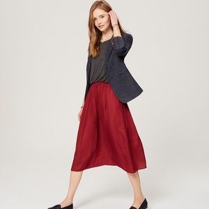 Loft Midi Chiffon Duet Dress Grey and Burgundy